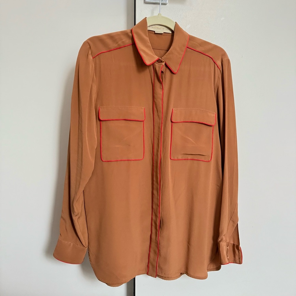 Stella McCartney 100% Silk Button-Up Shirt with Trim